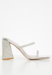 Peruvian -1 Diamante Strappy Block Mule - Silver