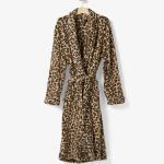 Linen House Plush Bathrobe Caramel Leopard
