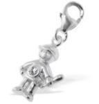 B112-C10021 - 925 Sterling Silver Boy Charm Dangle - Boy With Clear Stone