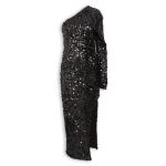 Black Sequins One Shoulder Maxi Dress