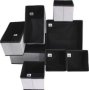 8 Piece Collapsible Cloth Storage Organizers Grey & Black
