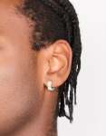 Mens Waterproof Stainless Steel Cubic Zirconia Huggie Earrings
