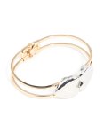 Mixed Metal Heart Hinged Bangle