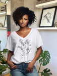 Line Art Oversized Tee - White - Xlarge