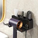 1PC Hair Dryer Holder Blow Dryer Rack Wall Mounted Save Space & Easy To Install Hair Dryer Stand Bathroom Organizer Accessories