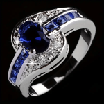 Valentine's Day Elegant Oval Blue Cubic Zirconia Engagement Ring - Luxury Copper Solitaire-setting With Zirconia Insets 4-PRONG 