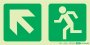 Photoluminescent 190MM Safety Sign -E12-DIAGONAL Arrow Up And Left+running Man