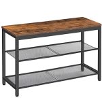 Hoobro Shoe Bench 3-TIER Shoe Rack Industrial Shoe Organizer Storage Bench 29.5 Inches Entry Bench With Mesh Shelves For Entrywa
