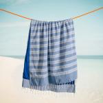 Stripe Backed Fouta Indigo Blue