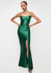 Sissy Boy Must Be The Life: Shiny Caged Corset Maxi - Bottle Green