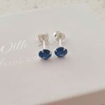 Jenna Birthstone Earrings Jan-dec 925 Sterling Silver Cz Earrings 5MM - September - Cz Saphire Blue