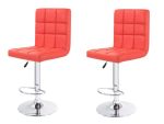 Bar Stools Kitchen Counter Chairs - Set Of 2 Red Colour
