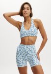 Cotton On Ultra Soft Plunge Racer Crop-gia Ditsy Adrift Blue