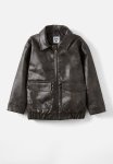 Cotton On Fletcher Faux Leather Bomber Jacket - Aged Hot Choccy