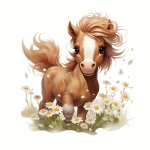 6-INCH Floral Horse Heat Transfer Vinyl Decal - Diy Iron-on Fashion Sticker For T-shirts Bags & More - Highly Elastic Washable &