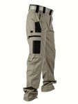 Men's Color Block Straight Leg Cargo Pants Loose Casual Multi Pockets Outdoor Pants Men's Work Pants For Hiking Outdoor No Belt