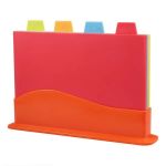 Set Of 4 Colourful Cutting Board With Storage Stand - Multi-colour