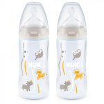 Nuk First Choice+ Temperature Control Bottle Silicone Teat 6-18 Months - 300ML 2 Pack - Safari