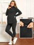 Women's Maternity Solid Textured Turtleneck Tee & Leggings Set Fashion 2PCS Outfits Pregnant Women's Clothing