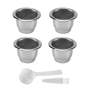 4PCS For Nespresso Stainless Steel Refillable Coffee Capsule Coffee Filter