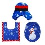 Snowman Santa Toilet Seat Cover & Rug Set For Bathroom - 3 Piece