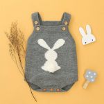 Gray Knitted Bunny Romper