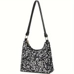 Chic Sequin Crossbody Bag For Women - Versatile Nylon Shoulder Purse With Adjustable Strap Zip Closure