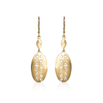 Shield Earrings With Metal Set Crystals - Solid 9KT Yellow Gold