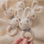 Crochet Brown Rabbit Rattle Cute Shape Attracts Baby's Attention Built-in Bells Shaking When A Pleasant Bell Christmas Halloween