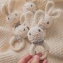 Crochet Brown Rabbit Rattle Cute Shape Attracts Baby's Attention Built-in Bells Shaking When A Pleasant Bell Christmas Halloween Gift