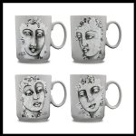 Carrol Boyes Succulent Faces Mug Set Gloss Stoneware Grey