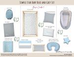 Cot Duvet Bedding Simple Star Baby Blue And Grey Set