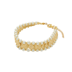 Pendant Link Pearl Bracelet - Gold