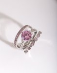 Pink Cubic Zirconia 3 Ring Stack Pack - M l