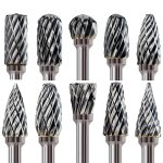 10PCS Double Cut Tungsten Carbide Grinding Bits Set Carbide Deburring Tungsten Steel Grinding Bits Compatible With Rotary Tools