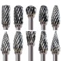 10pcs Double Cut Tungsten Carbide Grinding Bits Set Carbide Deburring Tungsten Steel Grinding Bits Compatible With Rotary Tools