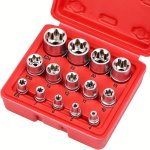 14PCS Hexagon Flower Key Star Type Socket Combination Auto Repair Tool Torx Type Socket
