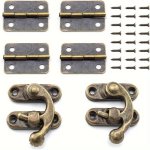 2 Sets Antique Right Latch Hook Hasp And Vintage Bronze Hinges With Matching Screws Kits Metal For Decorative Cabinet Small Wood