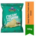 Wafers Cream & Onion Cream And Onion Potato Chips 135G - Crispy Potato Chips Snacks For Parties & Tea Time Delivers