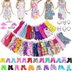 32PCS Character Doll Dress-up Set Including Random Styles 10 Clothes + 10 Pairs Of Shoes + 6 Crowns + 6 Necklaces To Enhance The