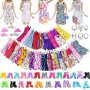 32PCS Character Doll Dress-up Set Including Random Styles 10 Clothes + 10 Pairs Of Shoes + 6 Crowns + 6 Necklaces To Enhance The Doll's Wardrobe Taste Halloween Christmas Gift