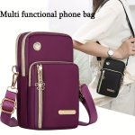 Women's Solid Color Nylon Crossbody Phone Bag With Zipper Closure And Polyester Lining Casual MINI Shoulder Pouch With External