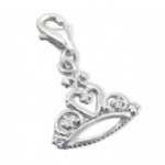 C3-C3338 - 925 Sterling Silver Crown Dangle Charm