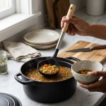 Stainless Steel Silicone Serving Spoon With Wooden Handle