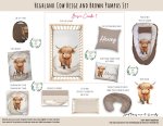 Cot Duvet Bedding Highland Cow Beige And Brown Pampas Set