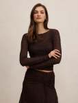 Alex Lace Long Sleeve Top - 16 Chocolate Co-ord