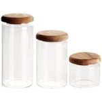 Sealing Glass Food Storage Containers With Acacia Wood Lid - 3PACK
