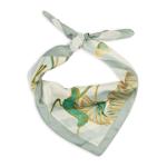 Aqua Green Floral Silky Scarf