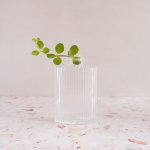 Glass Vase - Oval Ribbed - 11CM Height