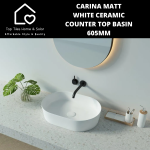 Carina Matt White Ceramic Counter Top Basin - 605MM